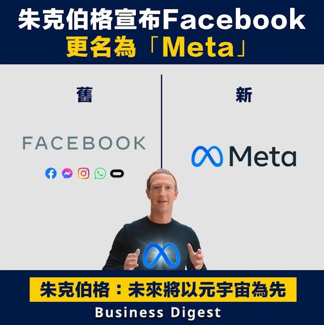 【商業熱話】朱克伯格宣布Facebook更名為「Meta」